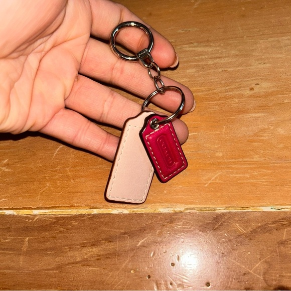 Coach Pink and Tan Leather Keychain - Picture 2 of 3